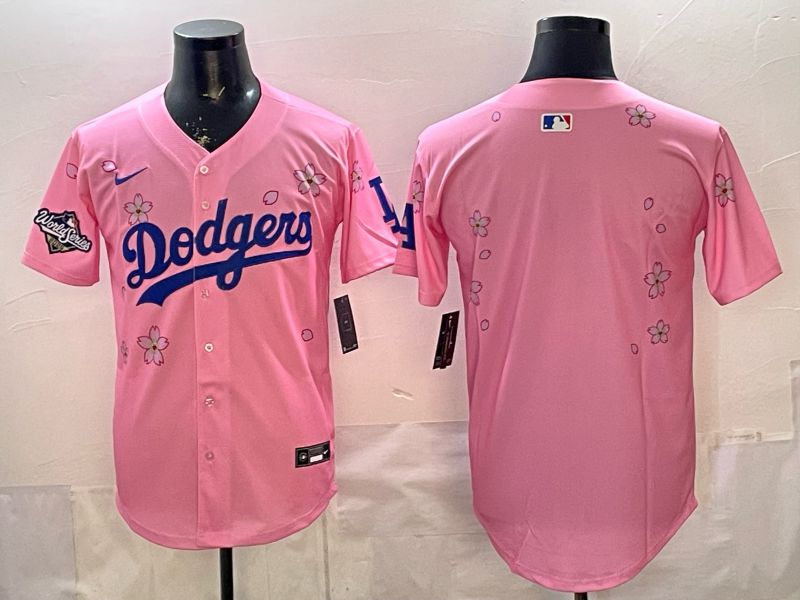 Men Nike 2026 Los Angeles Dodgers Blank Pink Sakura Edition Game MLB Jersey 003